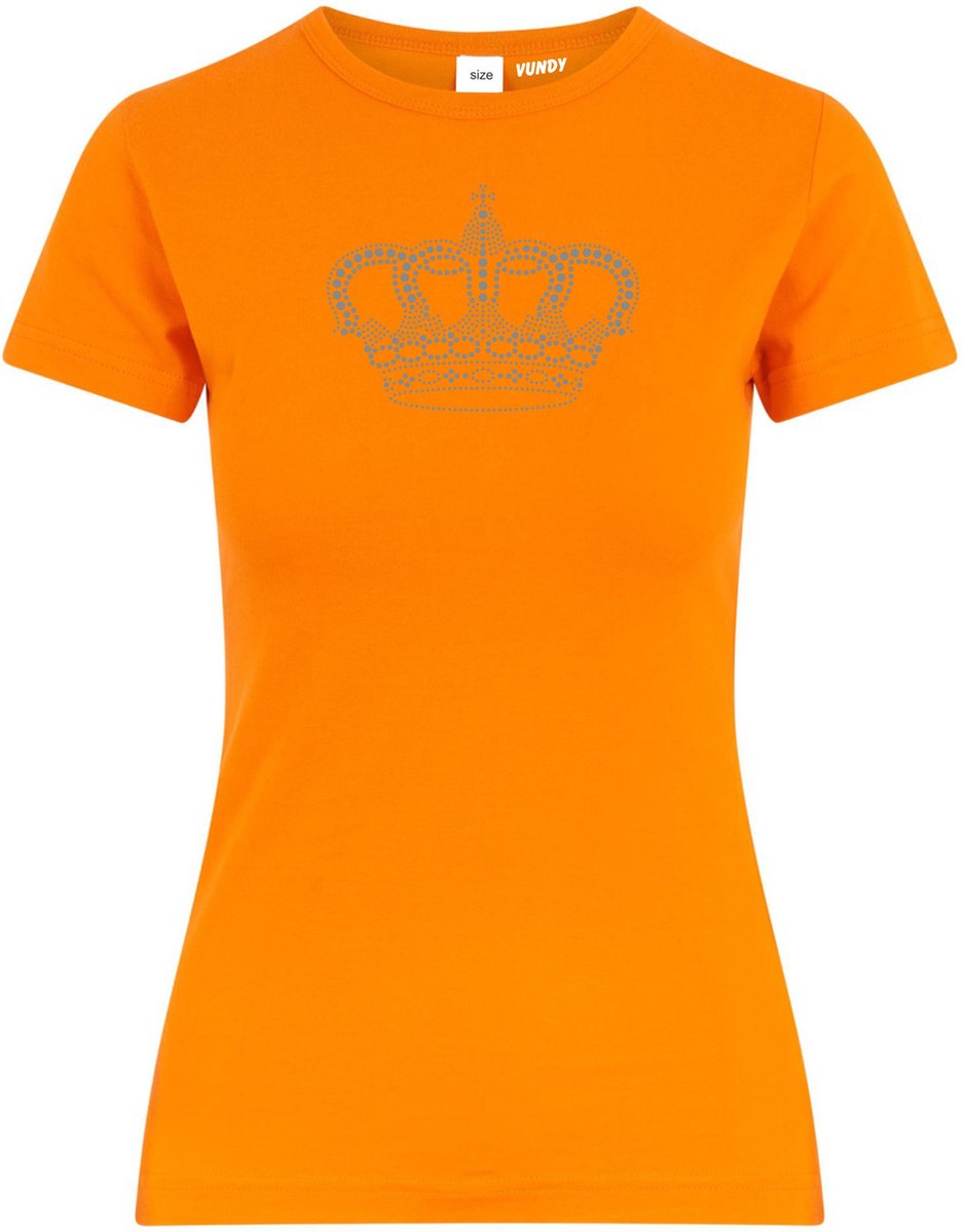 Dames t-shirt Kroontje zilver | oranje koningsdag kleding | oranje t-shirt | Oranje | maat 3XL